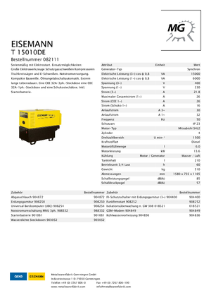 Dizelski generatori Eisemann T 15010 DE