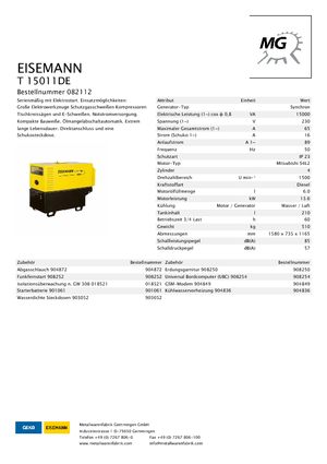 Dizelski generatori Eisemann T 15011 DE