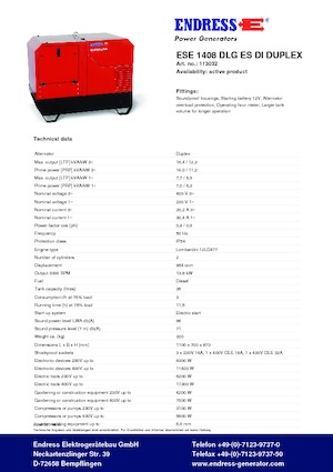 Dizelski generatori Endress ESE 1008 LG ES DI DUPLEX