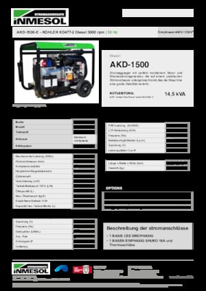 Dizelski generatori INMESOL AKD-1500-E