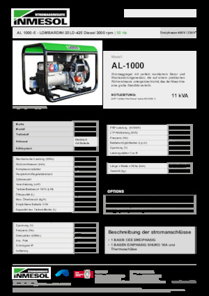 Dizelski generatori INMESOL AL 1000-E