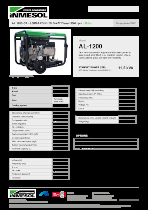 Dizelski generatori INMESOL AL 1200-CA