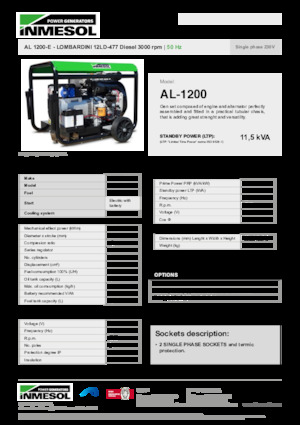 Dizelski generatori INMESOL AL 1200-E