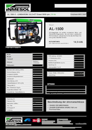 Dizelski generatori INMESOL AL 1500-E