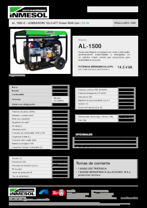 Dizelski generatori INMESOL AL 1500-E