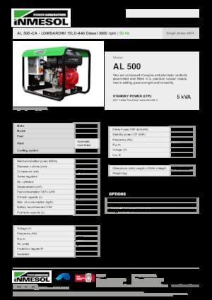 Dizelski generatori INMESOL AL 500-CA