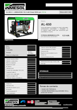 Dizelski generatori INMESOL AL 650-E