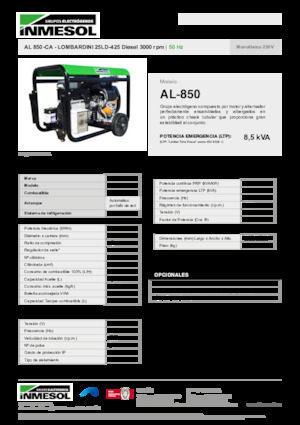 Dizelski generatori INMESOL AL 850-CA