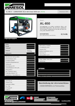 Dizelski generatori INMESOL AL 850-E