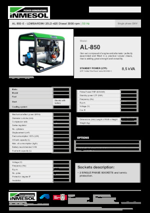 Dizelski generatori INMESOL AL 850-E