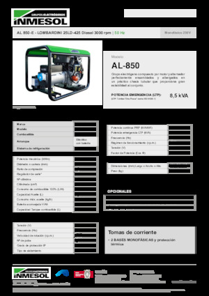 Dizelski generatori INMESOL AL 850-E