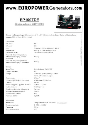 Dizelski generatori Europower EP100TDE (LS)