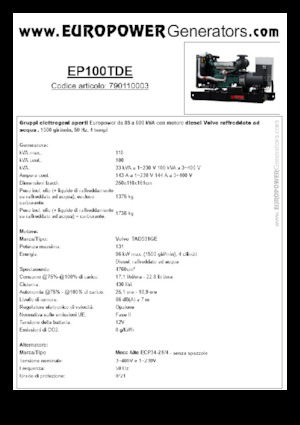 Dizelski generatori Europower EP100TDE (MA)