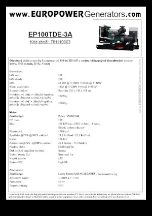 Dizelski generatori Europower EP100TDE-3A (LS)