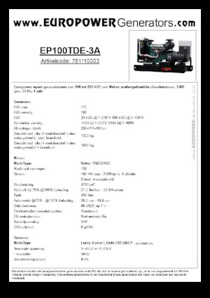 Dizelski generatori Europower EP100TDE-3A (LS)