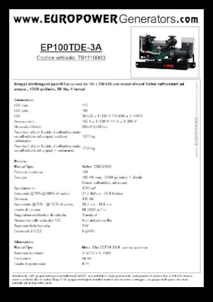 Dizelski generatori Europower EP100TDE-3A (MA)