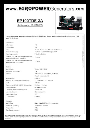 Dizelski generatori Europower EP100TDE-3A (MA)
