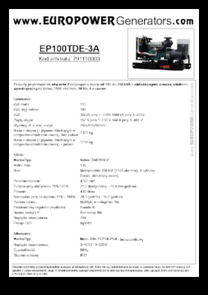 Dizelski generatori Europower EP100TDE-3A (MA)