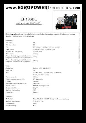Dizelski generatori Europower EP103DE (MA)