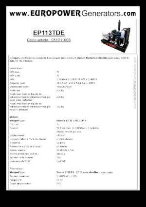 Dizelski generatori Europower EP113TDE (S)