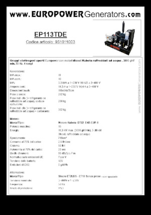 Dizelski generatori Europower EP113TDE (S)