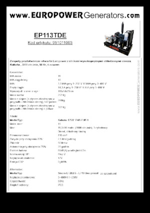 Dizelski generatori Europower EP113TDE (S)
