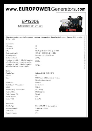 Dizelski generatori Europower EP123DE (S)