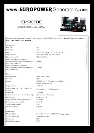 Dizelski generatori Europower EP130TDE (LS)