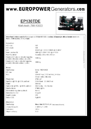Dizelski generatori Europower EP130TDE (MA)