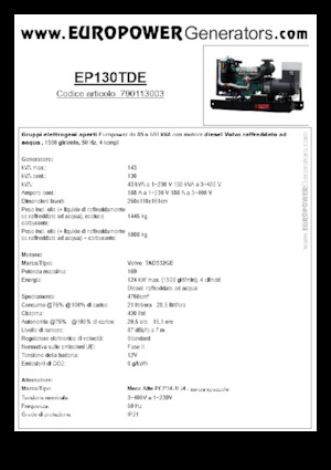 Dizelski generatori Europower EP130TDE (MA)
