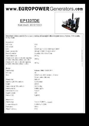 Dizelski generatori Europower EP133TDE (S)