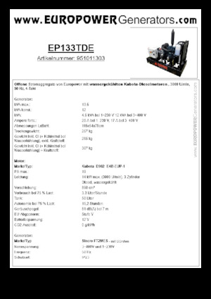 Dizelski generatori Europower EP133TDE (S)