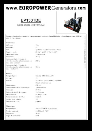 Dizelski generatori Europower EP133TDE (S)