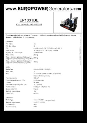 Dizelski generatori Europower EP133TDE (S)