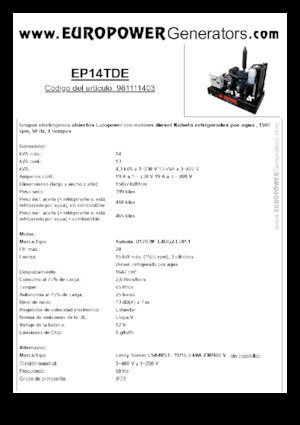 Dizelski generatori Europower EP14TDE (LS)