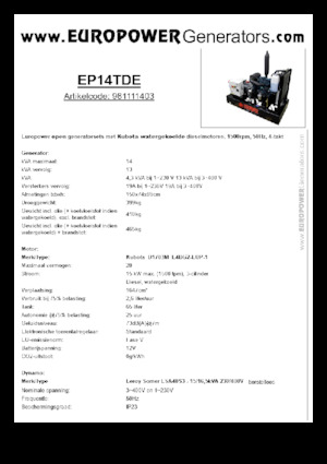 Dizelski generatori Europower EP14TDE (LS)