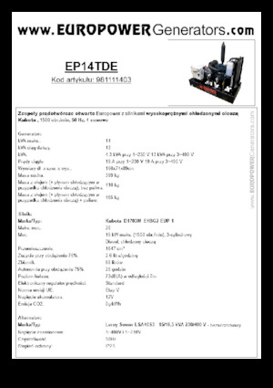 Dizelski generatori Europower EP14TDE (LS)