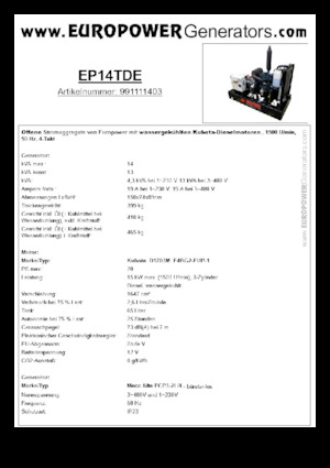 Dizelski generatori Europower EP14TDE (MA)