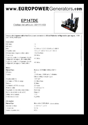 Dizelski generatori Europower EP14TDE (MA)