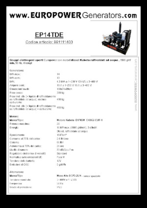 Dizelski generatori Europower EP14TDE (MA)