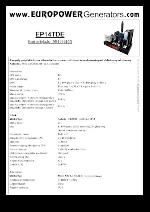 Dizelski generatori Europower EP14TDE (MA)