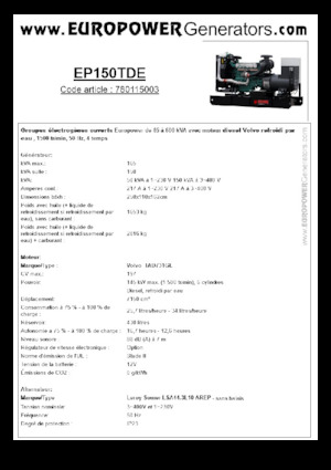 Dizelski generatori Europower EP150TDE (LS)