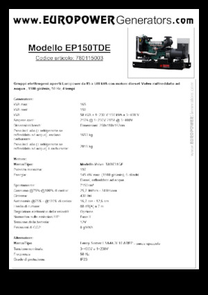 Dizelski generatori Europower EP150TDE (LS)