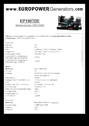 Dizelski generatori Europower EP150TDE (MA)