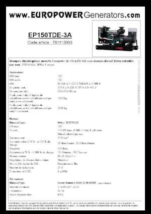 Dizelski generatori Europower EP150TDE-3A (LS)
