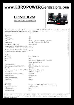 Dizelski generatori Europower EP150TDE-3A (LS)