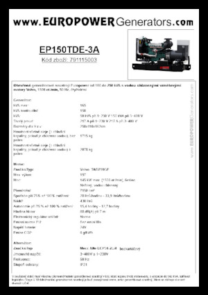 Dizelski generatori Europower EP150TDE-3A (MA)
