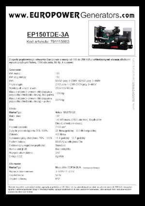 Dizelski generatori Europower EP150TDE-3A (MA)
