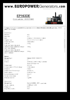 Dizelski generatori Europower EP163DE (S)