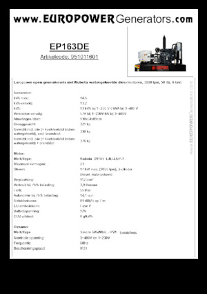 Dizelski generatori Europower EP163DE (S)